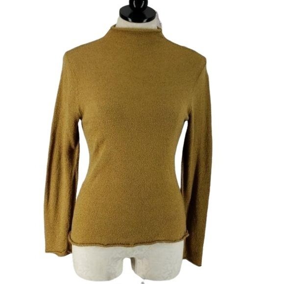 Vtg 262 1/2 Gold‎ Acrylic Long Sleeve Small Top Blouse - Picture 1 of 8